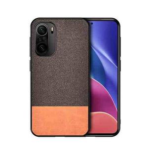 For Xiaomi Redmi K40 / K40 Pro / K40 Pro+ Shockproof Splicing PU + Cloth Texture PC + TPU Protective Case(Brown)