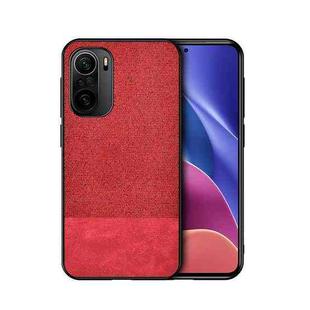 For Xiaomi Redmi K40 / K40 Pro / K40 Pro+ Shockproof Splicing PU + Cloth Texture PC + TPU Protective Case(Red)