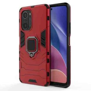 For Xiaomi Redmi K40 / K40 Pro Shockproof PC + TPU Protective Case with Magnetic Ring Holder(Red)