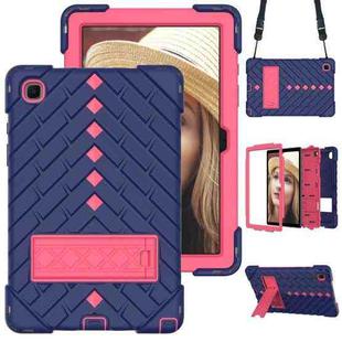 Shockproof Rhombus Robot PC + Silicone Protective Case with Holder & Shoulder Strap For Samsung Galaxy Tab A7 10.4 (2020)(Navy Blue+Rose Red)