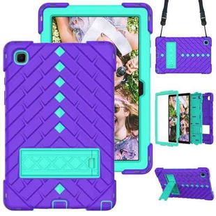 Shockproof Rhombus Robot PC + Silicone Protective Case with Holder & Shoulder Strap For Samsung Galaxy Tab A7 10.4 (2020)(Purple+Mint Green)