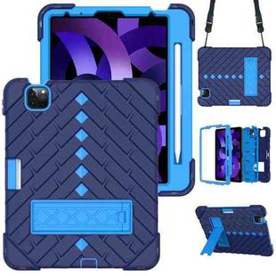 Shockproof Rhombus Robot PC + Silicone Protective Case with Holder & Shoulder Strap For iPad Air 2022 / 2020 10.9(Navy Blue)