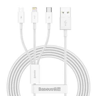 Baseus Superior Series CAMLTYS-03 3 in 1 3.5A USB to 8 Pin + Micro USB + USB-C / Type-C Interface Fast Charging Data Cable, Cable Length: 1.5m (White)