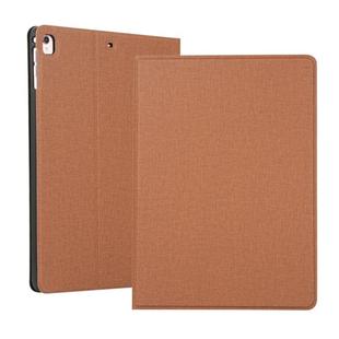 For iPad 10.2 2021 / 2020 / 2019 Voltage Craft Cloth TPU Protective Case with Holder(Brown)