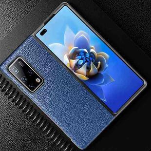 For Huawei Mate X2 Litchi Texture Cowhide Leather + TPU Shockproof Back Cover Case(Blue)