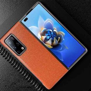 For Huawei Mate X2 Litchi Texture Cowhide Leather + TPU Shockproof Back Cover Case(Orange)