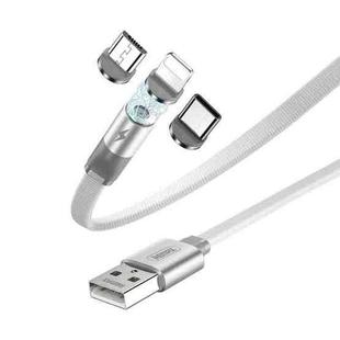 Remax  RC-169th Flag Series 2.1A 3 In 1 8 Pin + Type-C / USB-C + Micro Magnetic Weave Charging Cable, Length: 1m(White)
