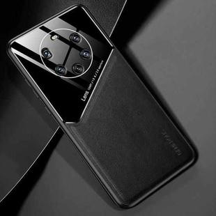 For Huawei Mate 40 Pro+ All-inclusive Leather + Organic Glass Protective Case with Metal Iron Sheet(Black)