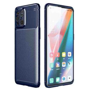 For OPPO Find X3 Carbon Fiber Texture Shockproof TPU Case(Blue)