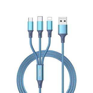 Remax RC-189th Gition Series 3.1A 3 In 1 8 Pin + Type-C / USB-C + Micro USB Aluminum Alloy Charging Cable, Length: 1.2m(Blue)