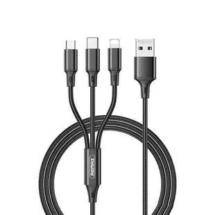 Remax RC-189th Gition Series 3.1A 3 In 1 8 Pin + Type-C / USB-C + Micro USB Aluminum Alloy Charging Cable, Length: 1.2m(Black)