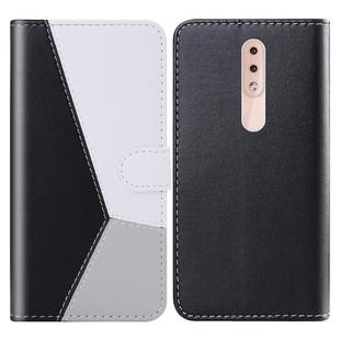 For Nokia 4.2 Tricolor Stitching Horizontal Flip TPU + PU Leather Case with Holder & Card Slots & Wallet(Black)