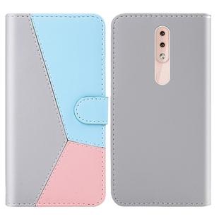 For Nokia 4.2 Tricolor Stitching Horizontal Flip TPU + PU Leather Case with Holder & Card Slots & Wallet(Grey)