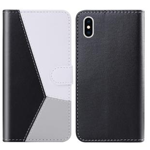 For iPhone XS / X Tricolor Stitching Horizontal Flip TPU + PU Leather Case with Holder & Card Slots & Wallet(Black)