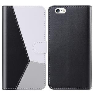 For iPhone 6s / 6 Tricolor Stitching Horizontal Flip TPU + PU Leather Case with Holder & Card Slots & Wallet(Black)