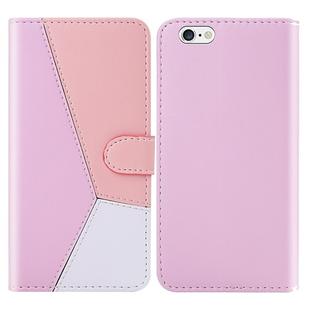 For iPhone 6s / 6 Tricolor Stitching Horizontal Flip TPU + PU Leather Case with Holder & Card Slots & Wallet(Pink)