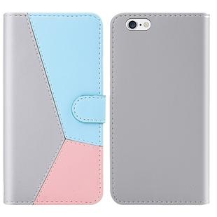 For iPhone 6s Plus / 6 Plus Tricolor Stitching Horizontal Flip TPU + PU Leather Case with Holder & Card Slots & Wallet(Grey)