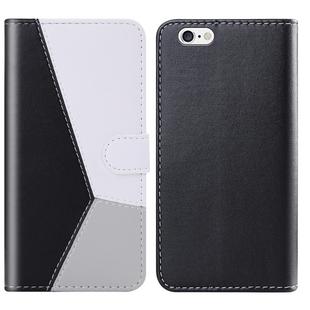 For iPhone SE 2022 / SE 2020 / 8 / 7 Tricolor Stitching Horizontal Flip TPU + PU Leather Case with Holder & Card Slots & Wallet(Black)