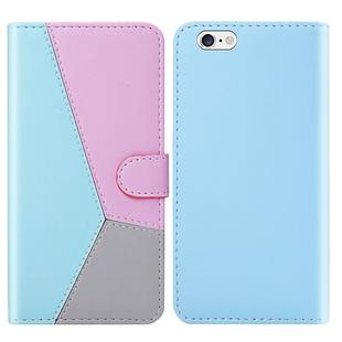 For iPhone SE 2022 / SE 2020 / 8 / 7 Tricolor Stitching Horizontal Flip TPU + PU Leather Case with Holder & Card Slots & Wallet(Blue)