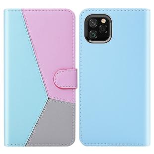 For iPhone 11 Tricolor Stitching Horizontal Flip TPU + PU Leather Case with Holder & Card Slots & Wallet(Blue)