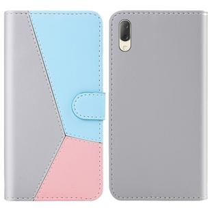 For Sony Xperia L3 Tricolor Stitching Horizontal Flip TPU + PU Leather Case with Holder & Card Slots & Wallet(Grey)