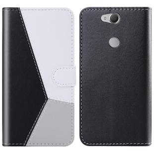 For Sony Xperia XA2 Tricolor Stitching Horizontal Flip TPU + PU Leather Case with Holder & Card Slots & Wallet(Black)