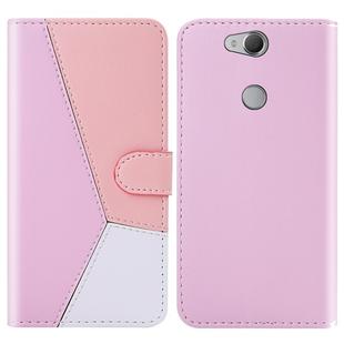 For Sony Xperia XA2 Tricolor Stitching Horizontal Flip TPU + PU Leather Case with Holder & Card Slots & Wallet(Pink)
