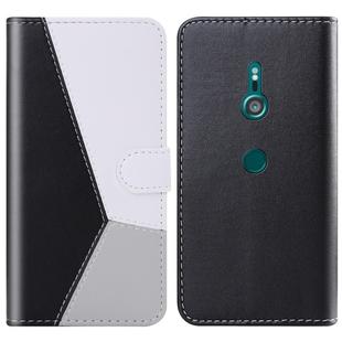For Sony Xperia XZ3 Tricolor Stitching Horizontal Flip TPU + PU Leather Case with Holder & Card Slots & Wallet(Black)