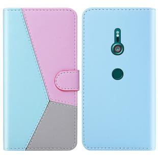 For Sony Xperia XZ3 Tricolor Stitching Horizontal Flip TPU + PU Leather Case with Holder & Card Slots & Wallet(Blue)