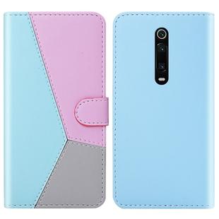 For Xiaomi Redmi K20 Pro / K20 Tricolor Stitching Horizontal Flip TPU + PU Leather Case with Holder & Card Slots & Wallet(Blue)