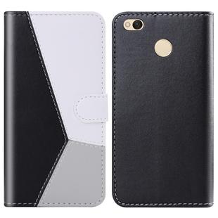 For Xiaomi Redmi 4X Tricolor Stitching Horizontal Flip TPU + PU Leather Case with Holder & Card Slots & Wallet(Black)