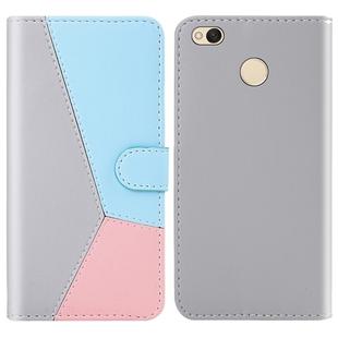 For Xiaomi Redmi 4X Tricolor Stitching Horizontal Flip TPU + PU Leather Case with Holder & Card Slots & Wallet(Grey)
