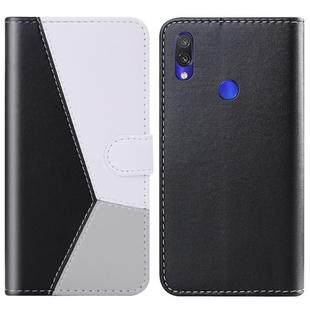 For Xiaomi Redmi 7 Tricolor Stitching Horizontal Flip TPU + PU Leather Case with Holder & Card Slots & Wallet(Black)