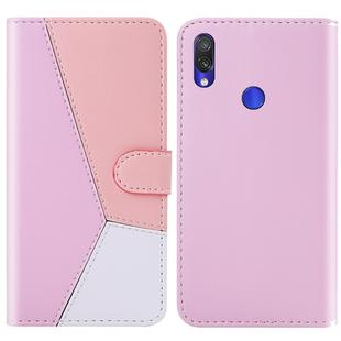 For Xiaomi Redmi 7 Tricolor Stitching Horizontal Flip TPU + PU Leather Case with Holder & Card Slots & Wallet(Pink)