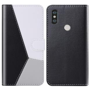 For Xiaomi Redmi Note 6 Pro Tricolor Stitching Horizontal Flip TPU + PU Leather Case with Holder & Card Slots & Wallet(Black)