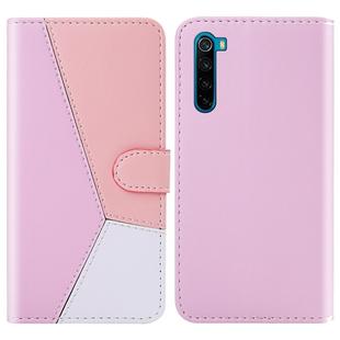 For Xiaomi Redmi Note 8 Tricolor Stitching Horizontal Flip TPU + PU Leather Case with Holder & Card Slots & Wallet(Pink)