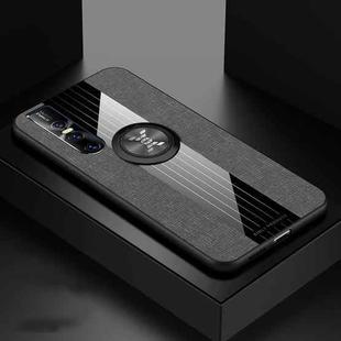 For Vivo S1 / V15 XINLI Stitching Cloth Texture Shockproof TPU Protective Case with Ring Holder(Gray)