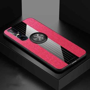 For Vivo S1 / V15 XINLI Stitching Cloth Texture Shockproof TPU Protective Case with Ring Holder(Red)
