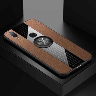 For Vivo V11i / Z3i XINLI Stitching Cloth Texture Shockproof TPU Protective Case with Ring Holder(Brown)