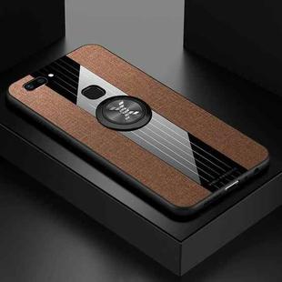For Vivo X20 XINLI Stitching Cloth Texture Shockproof TPU Protective Case with Ring Holder(Brown)