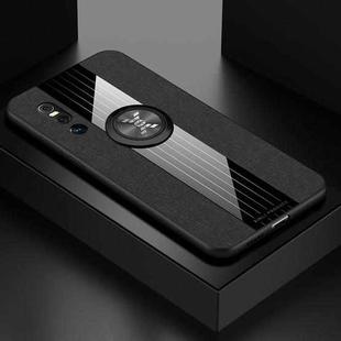 For Vivo X27 XINLI Stitching Cloth Texture Shockproof TPU Protective Case with Ring Holder(Black)