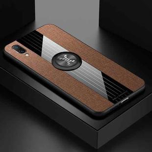 For Vivo X23 XINLI Stitching Cloth Texture Shockproof TPU Protective Case with Ring Holder(Brown)