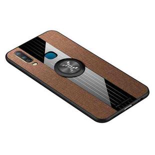 For Vivo Y3 / Y17 XINLI Stitching Cloth Texture Shockproof TPU Protective Case with Ring Holder(Brown)