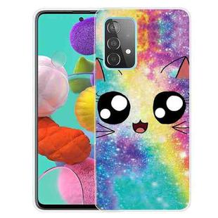 For Samsung Galaxy A32 4G Shockproof Painted Transparent TPU Protective Case(Starry Cute Cat)