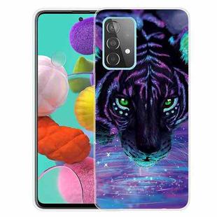 For Samsung Galaxy A32 4G Shockproof Painted Transparent TPU Protective Case(Purple Tiger)