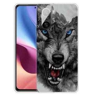For Xiaomi Redmi K40 / K40 Pro Shockproof Painted Transparent TPU Protective Case(Mountain Wolf)