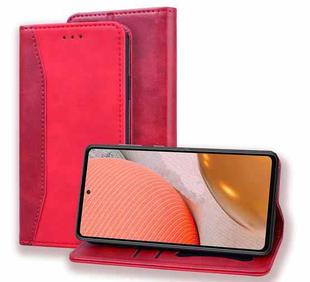 For Samsung Galaxy A72 5G / 4G Business Stitching Horizontal Flip Leather Case with Double Folding & Bracket & Card Slots & Photo Frame & Wallet(Red)
