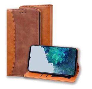 For Samsung Galaxy S21 5G Business Stitching Horizontal Flip Leather Case with Double Folding & Bracket & Card Slots & Photo Frame & Wallet(Brown)
