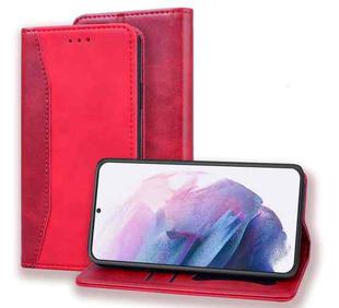 For Samsung Galaxy S21+ 5G Business Stitching Horizontal Flip Leather Case with Double Folding & Bracket & Card Slots & Photo Frame & Wallet(Red)