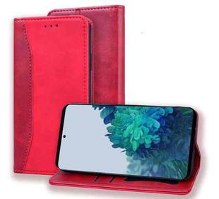 For Samsung Galaxy S21 Ultra 5G Business Stitching Horizontal Flip Leather Case with Double Folding & Bracket & Card Slots & Photo Frame & Wallet(Red)